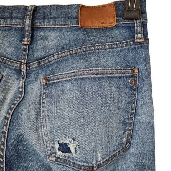 Madewell 9” High-Rise Skinny Jeans Torn Knee Edition Distressed Size 28 - Picture 4 of 6